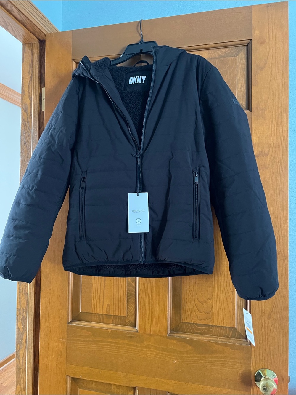 DKNY Kids Black Hooded Puffer Coat